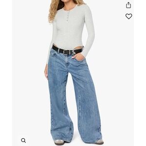 Long Sleeve‎ Bodysuit Henley Thong Heather Gray WeWoreWhat Sz Large NWOT